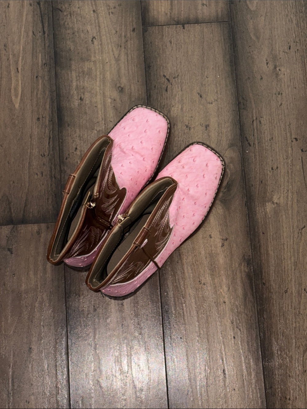 Kids Pink and Brown Western-Style Booties
